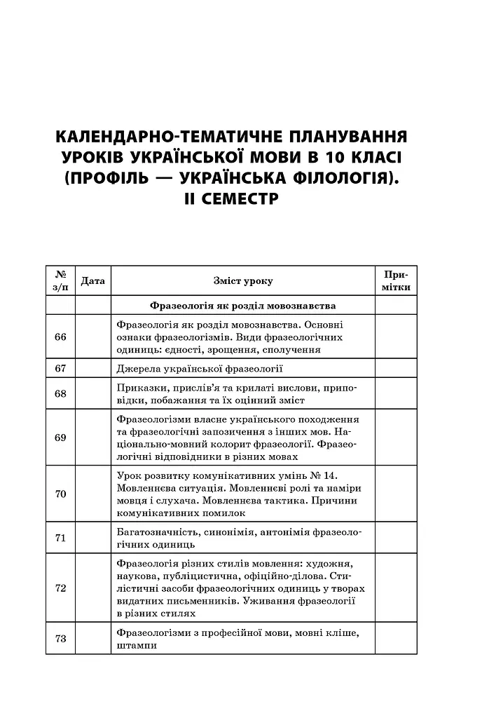 Усі уроки української мови 10 клас 2 семестр. Профіль — українська філологія - фото 2