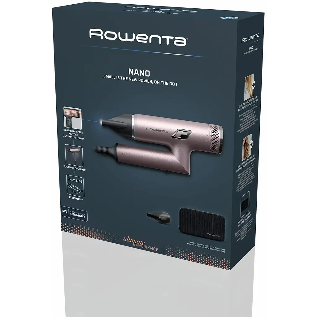 Фен Rowenta T-Shape Maestria Nano Foldable 1700 Вт рожевий (HY8530E0) - фото 6