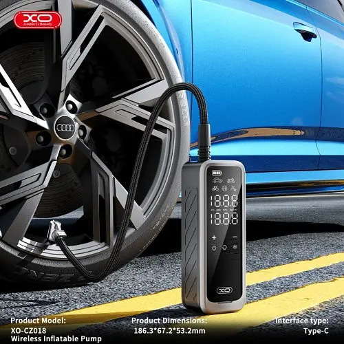 Автокомпресор XO CZ018 Intelligent Portable 5000mAh Wireless Inflation Pump 22 Cylinder Block Чорний - фото 4