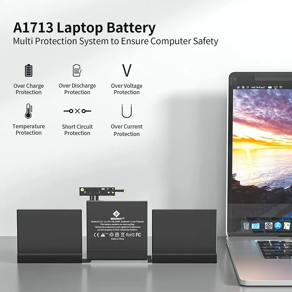A1708 A2159 A2289 A2338 Аккумулятор, Egoway A1713 A2171 Запасной аккумулятор для MacBook Pro 13 дюймов - фото 5