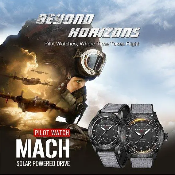 Чоловічий водостійкий тактичний годинник North Edge Mach New (Чорний) - фото 8