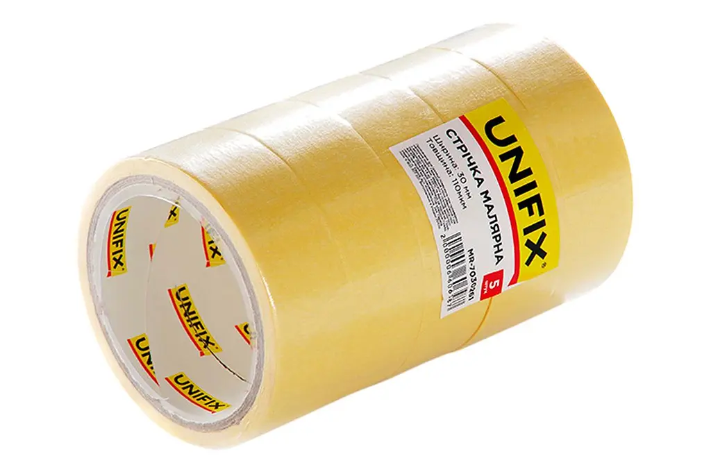 Лента малярная Unifix 30 мм x 20 м желтая (в упаковке 6 шт.) - фото 2