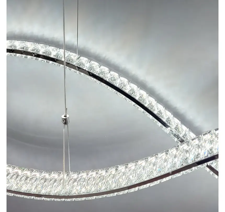Подвійна підвісна світлодіодна люстра Artlight 523-1200-2-C-CH хромована з двома кришталевими хвилями, що перетинаються. - фото 6