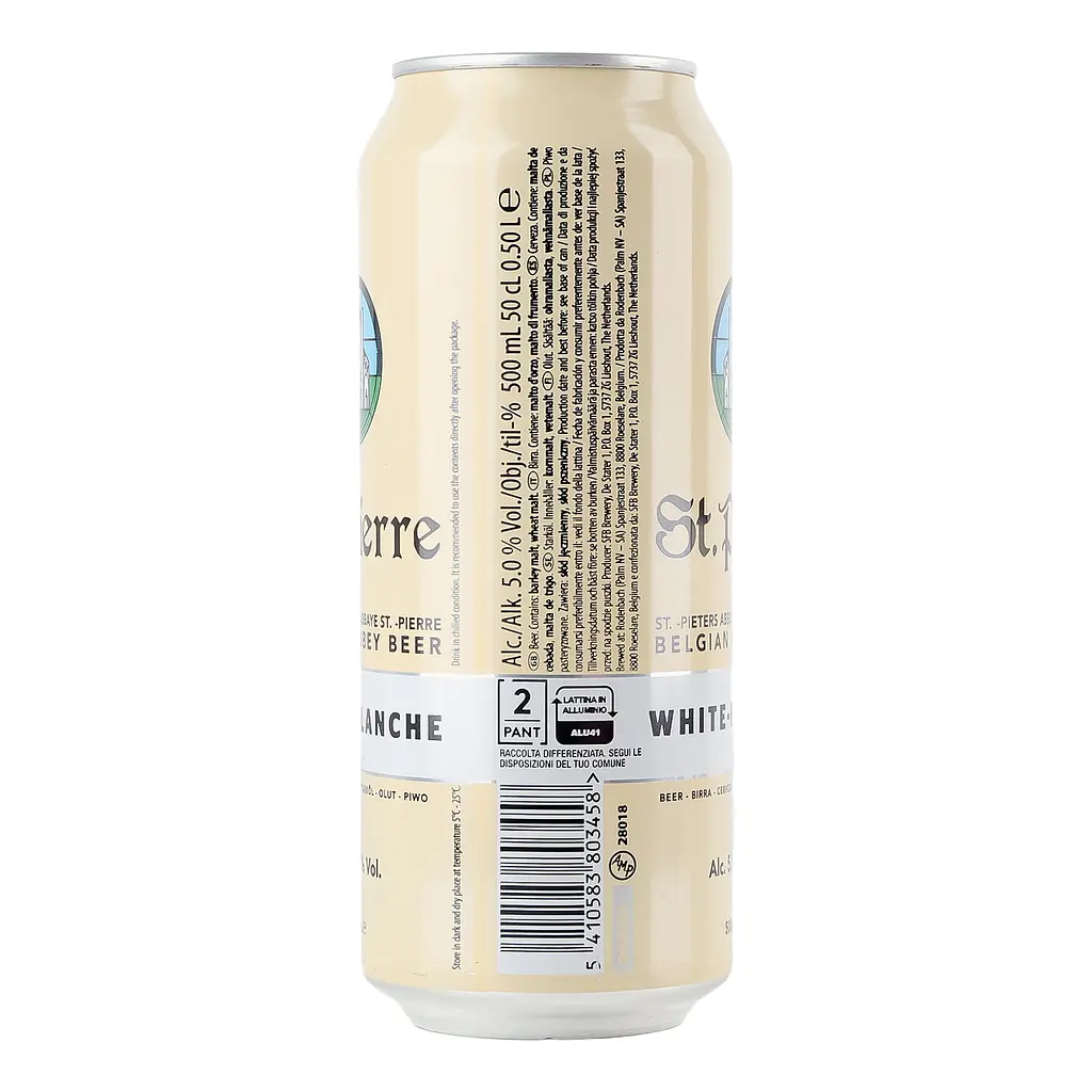 Пиво St. Pierre Blanche, светлое, нефильтрованное, 5%, ж/б, 0,5 л - фото 5