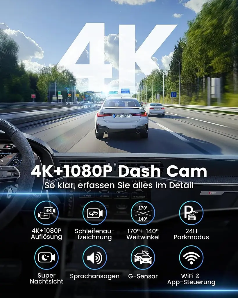 Відеореєстратор SIGRILL 4K+1080P з Wi-Fi та картою 64 ГБ - фото 8