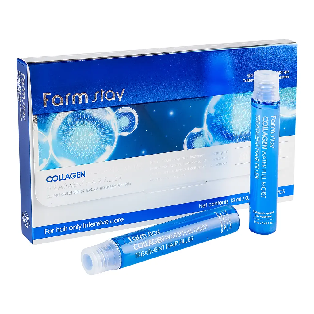 Набір зволожувальних філерів для волосся FarmStay Collagen Water Full Moist Treatment Hair Filler, 10 шт. х 13 мл - фото 6