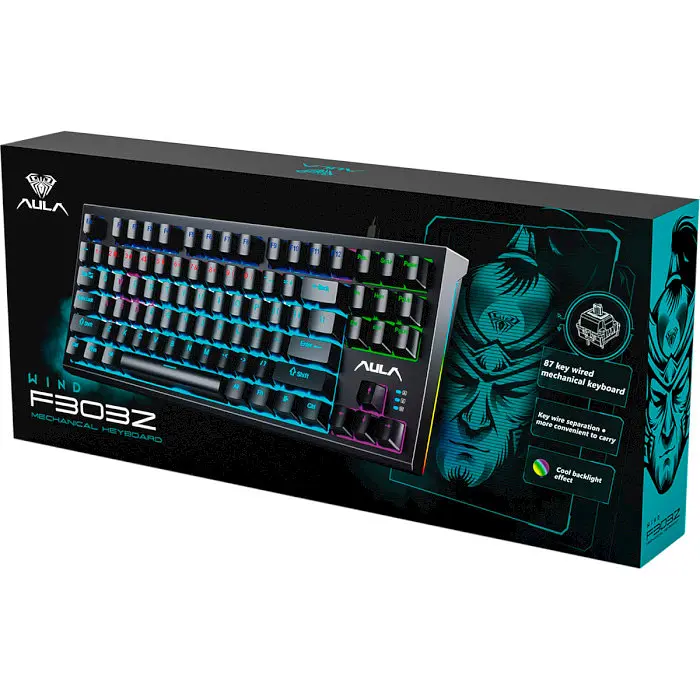 Клавиатура Aula Wind F3032 Mechanical KRGD Brown EN/UA Black + 21 Yellow keys [6948391201740] [90993] - фото 6