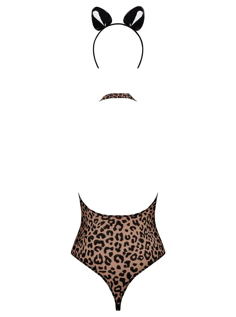 Сексуальный боди Obsessive Leocatia teddy леопардовый S/M - фото 7