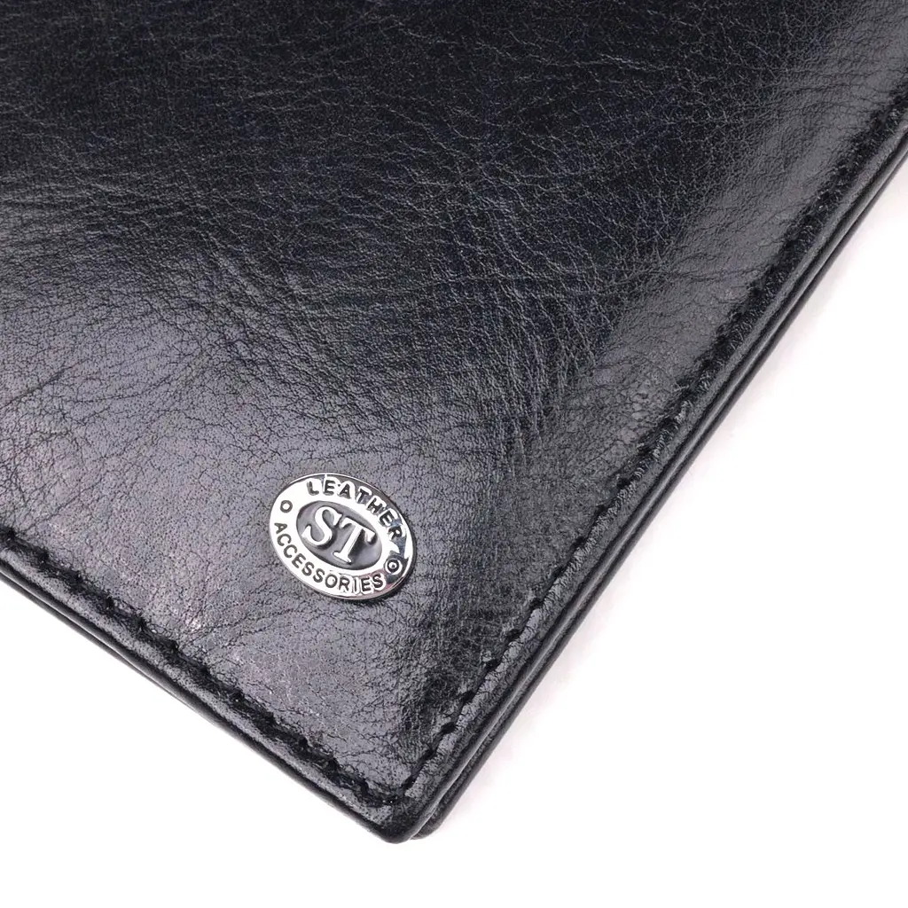 Вертикальний гаманець для чоловіків із натуральної шкіри ST Leather 19420 чорний - фото 10