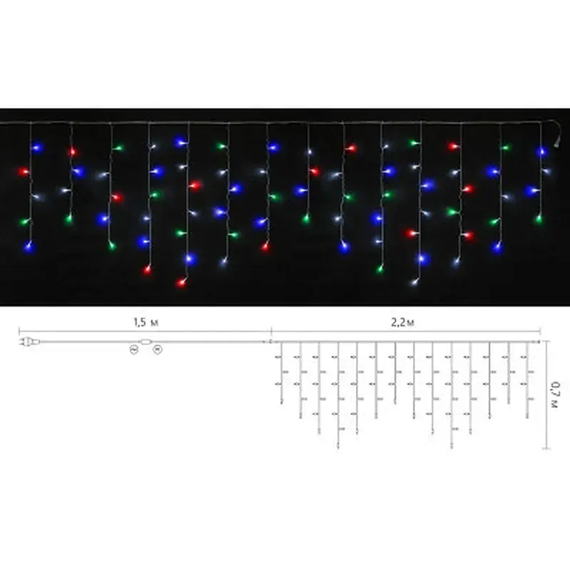 Гірлянда Delux ICICLE С 75LED 2х0.7 м мульти/прозорий IP20 (90017985) - фото 3