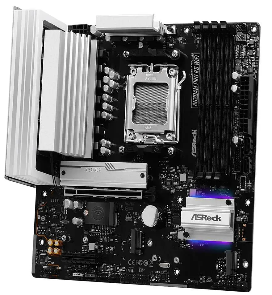 Материнская плата AsRock A620AM PRO RS WIFI (A620AM PRO RS WIFI) (Socket AM5, AMD A620A, Micro-ATX) - фото 3