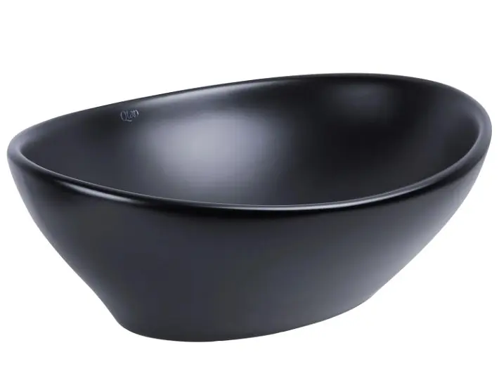 Раковина накладна Qtap Dove 415x340x140 мм, Matt Black, овальна, без донного клапана QT06116062AMB - фото 3