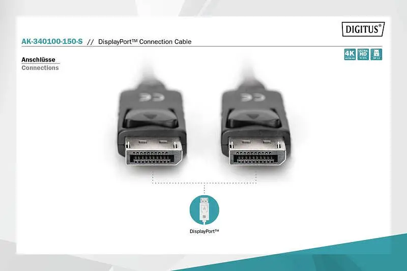 Кабель DisplayPort Digitus 15m black - фото 3