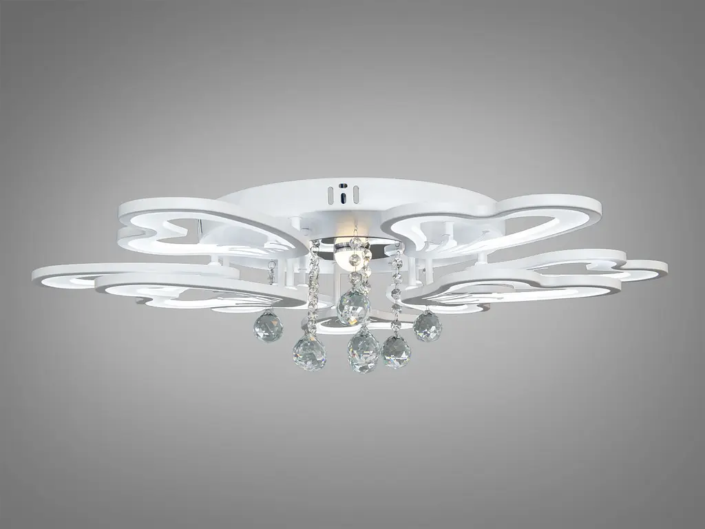 Світлодіодна стельова люстра з пультом Diasha 8154/6+3WH біла, пелюстки, 135 Вт, 82 см, до 22 м2 - фото 3