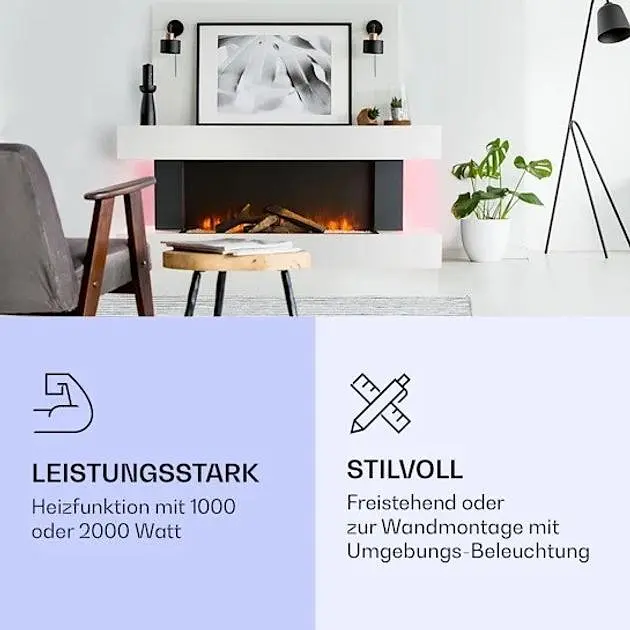 Камин электрический Klarstein Studio Light & Fire 1 Smart Fireplace (10038385) - фото 3