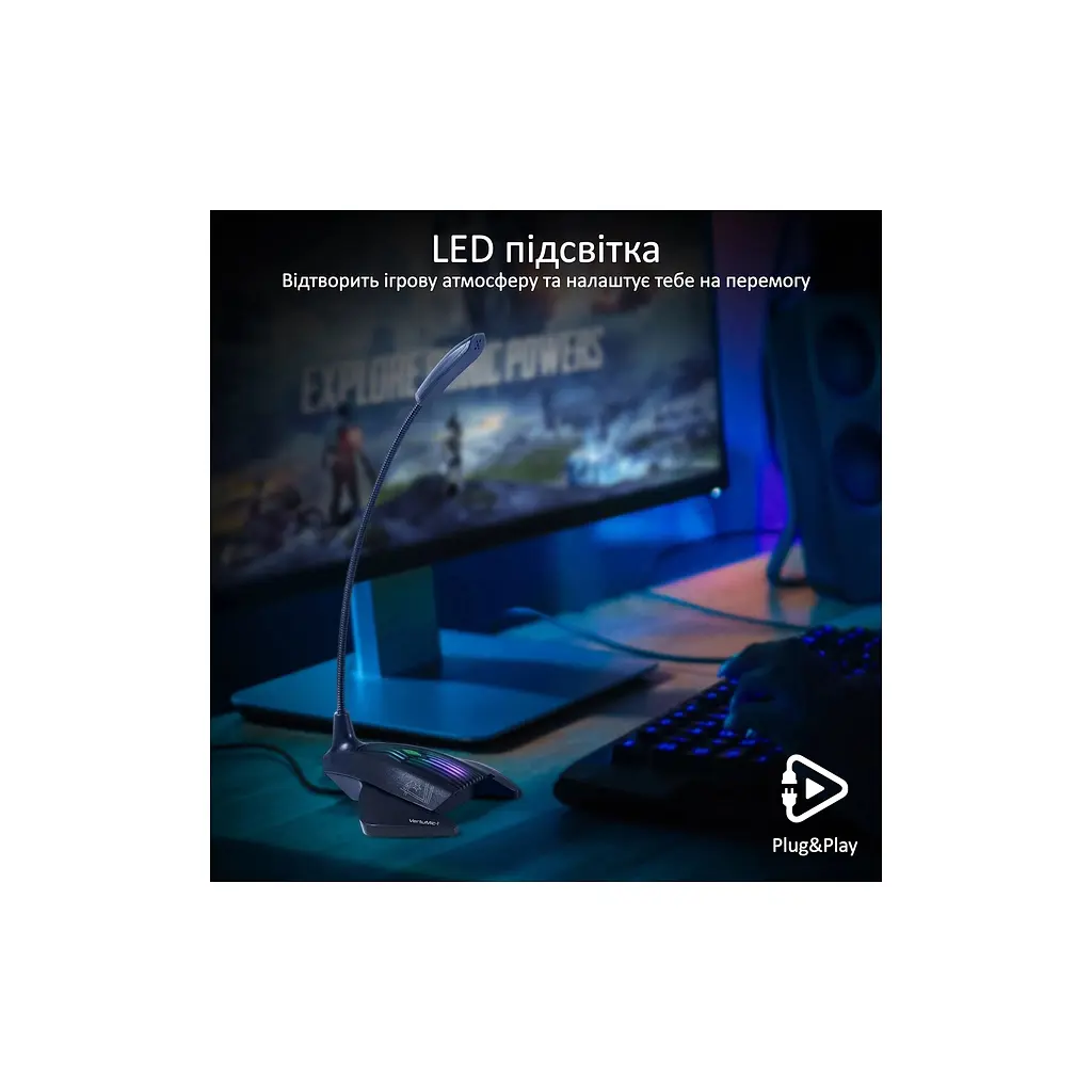 Мікрофон Vertux VertuMic-1 LED USB Black (vertumic-1.black) - фото 6