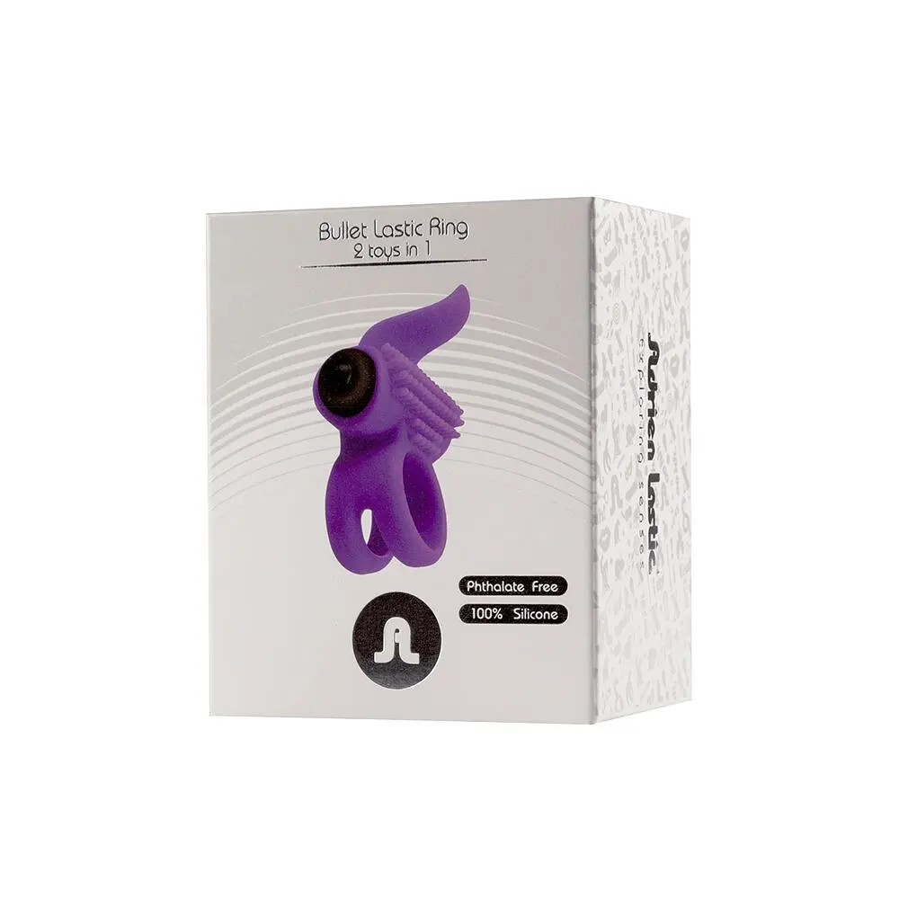 Ерекційне віброкільце Adrien Lastic Bullet Lastic Ring з язичком і щіточкою для стимуляції клітора - фото 5