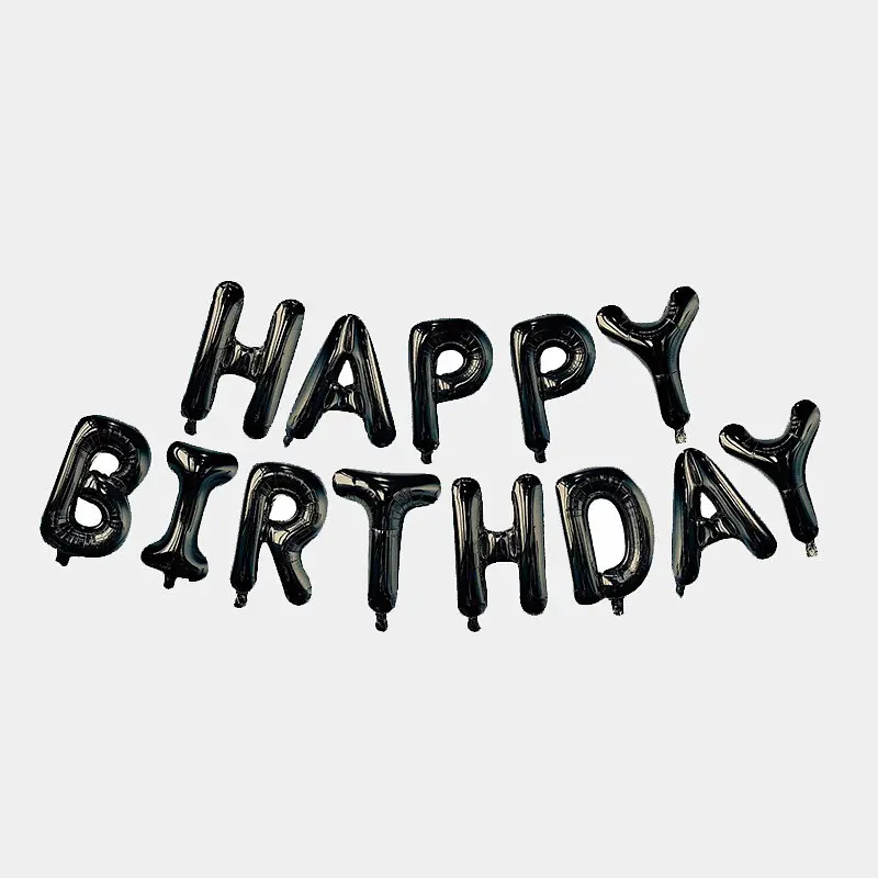Кульки Happy birthday фольговані 16 дюймів чорні - фото 4
