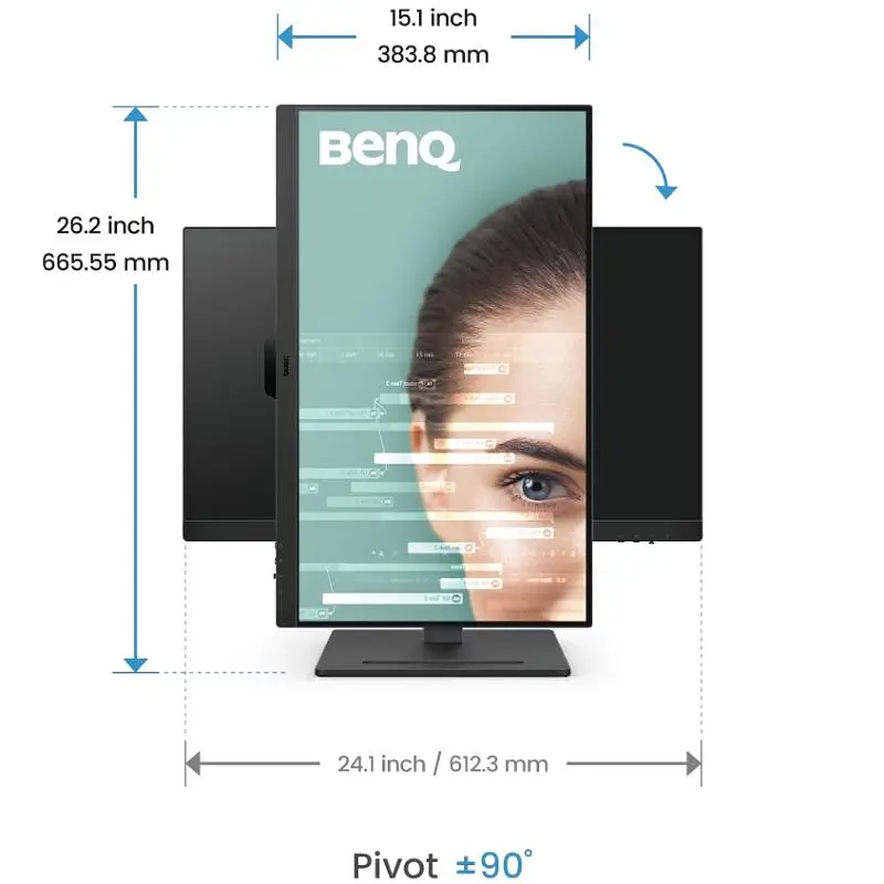 Монітор TFT 27" BenQ GW2790T, IPS, 100Hz, 2xHDMI, DP, HAS, Pivot, колонки, чорний (GW2790T) - фото 3