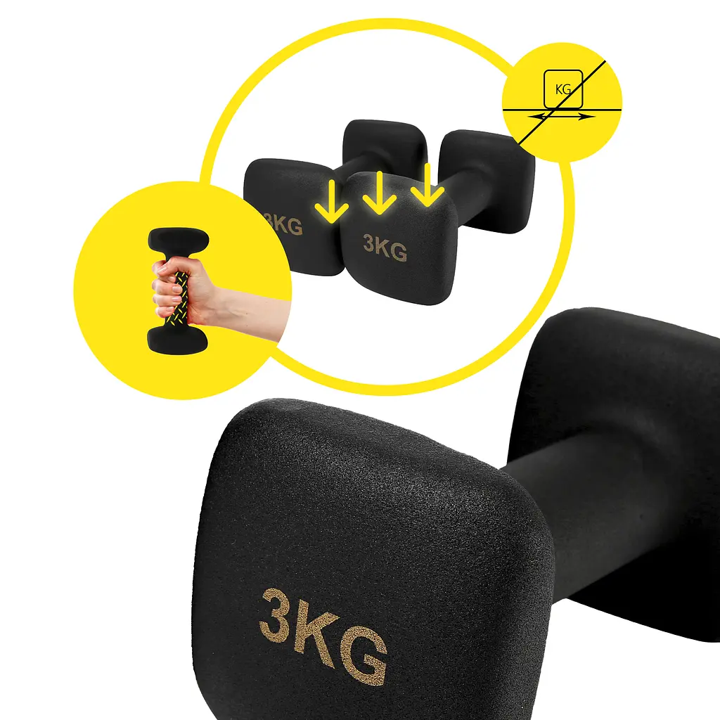 Гантелі вінілові Cornix Square 2 x 3 кг XR-0408 Black - фото 4