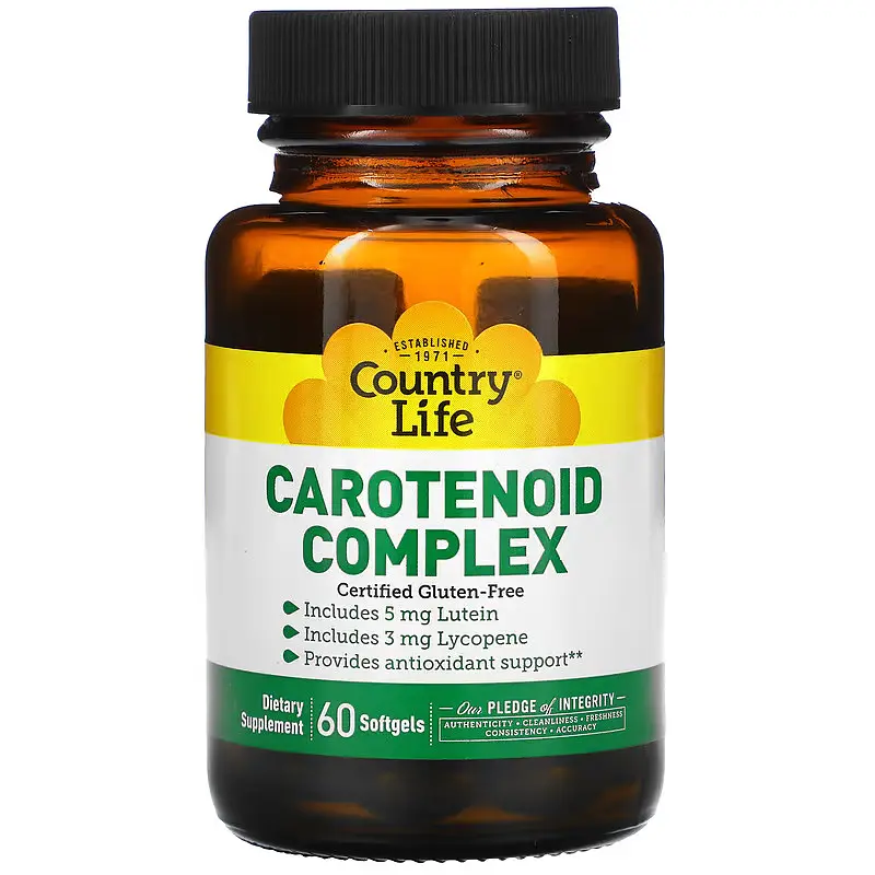 Натуральна добавка Country Life Carotenoid Complex, 60 капсул