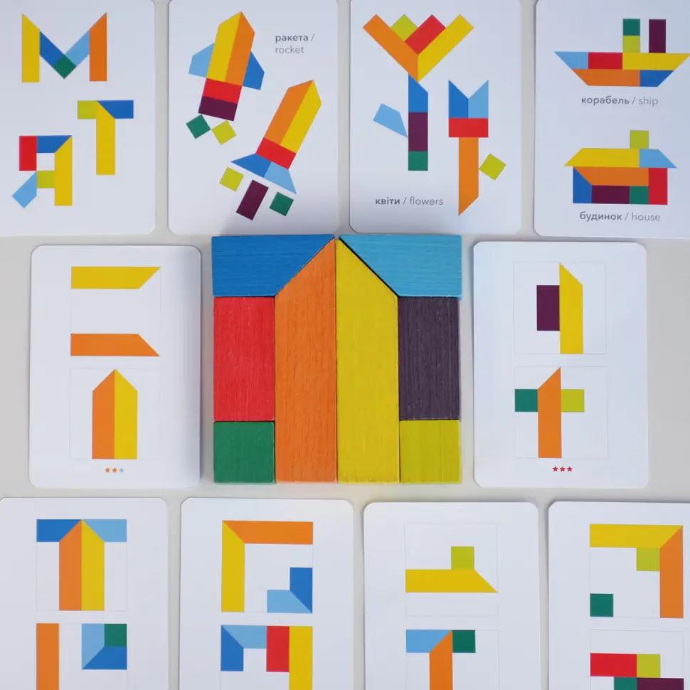 Дерев'яна головоломка "Танграм 8" Igroteco 900446, 8 елементів - фото 7