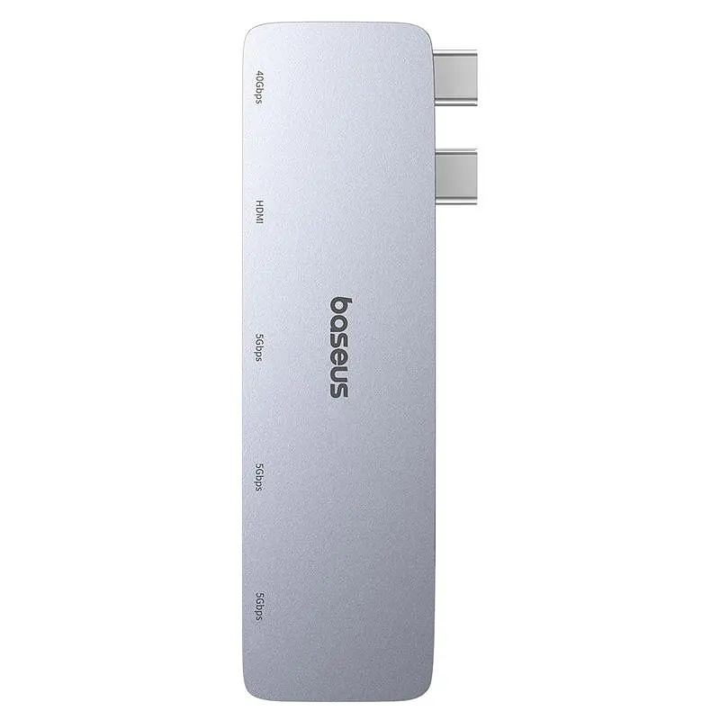USB-Хаб Baseus UltraJoy Series 5-Port HUB Space Grey (USB-C*2 to USB-C 40Gbps*1+HDMI 4K@30Hz*1+USB3.0*3 (B00052801811-04) - фото 4
