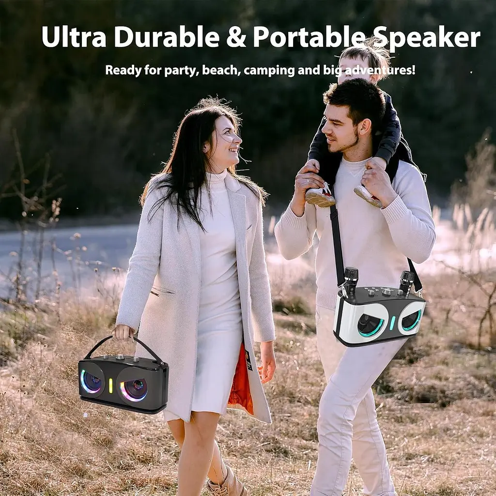 Караоке-система Hoiicco з Bluetooth колонкою, LED підсвіткою та 2 мікрофонами - фото 2