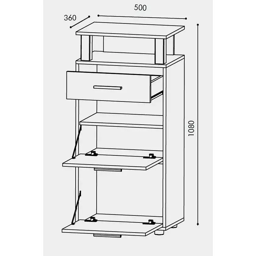 Тумба для обуви Эверест ТО-1, 50х36х108 см сонома/трюфель (EVR-2217) - фото 2