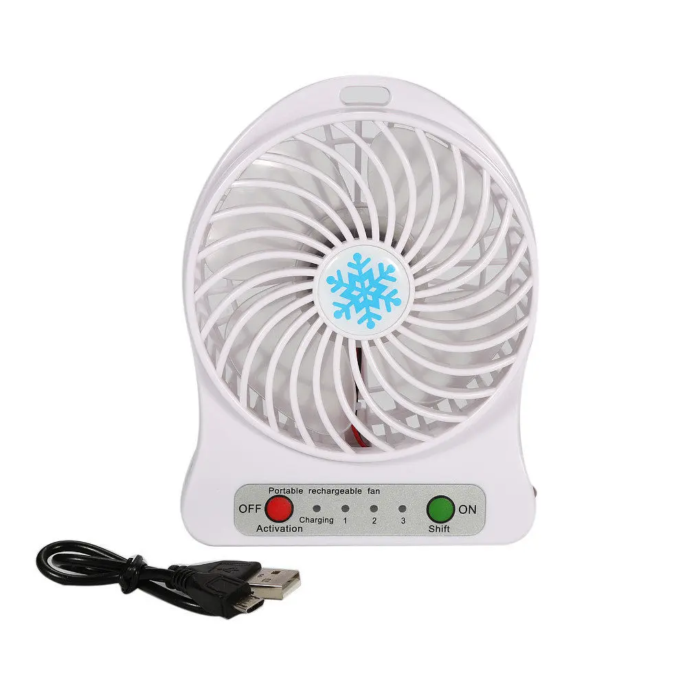 Вентилятор настільний акумуляторний 18650 USB діаметр 10см Portable Fan Mini білий - фото 2