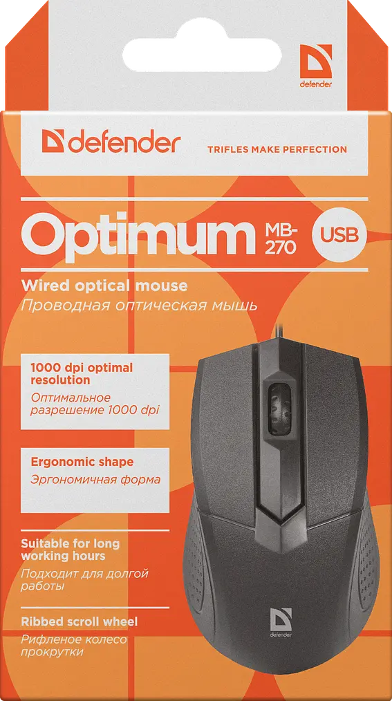 Міша Defender Optimum MB-270 USB Чорний (52270) (6414728) - фото 2