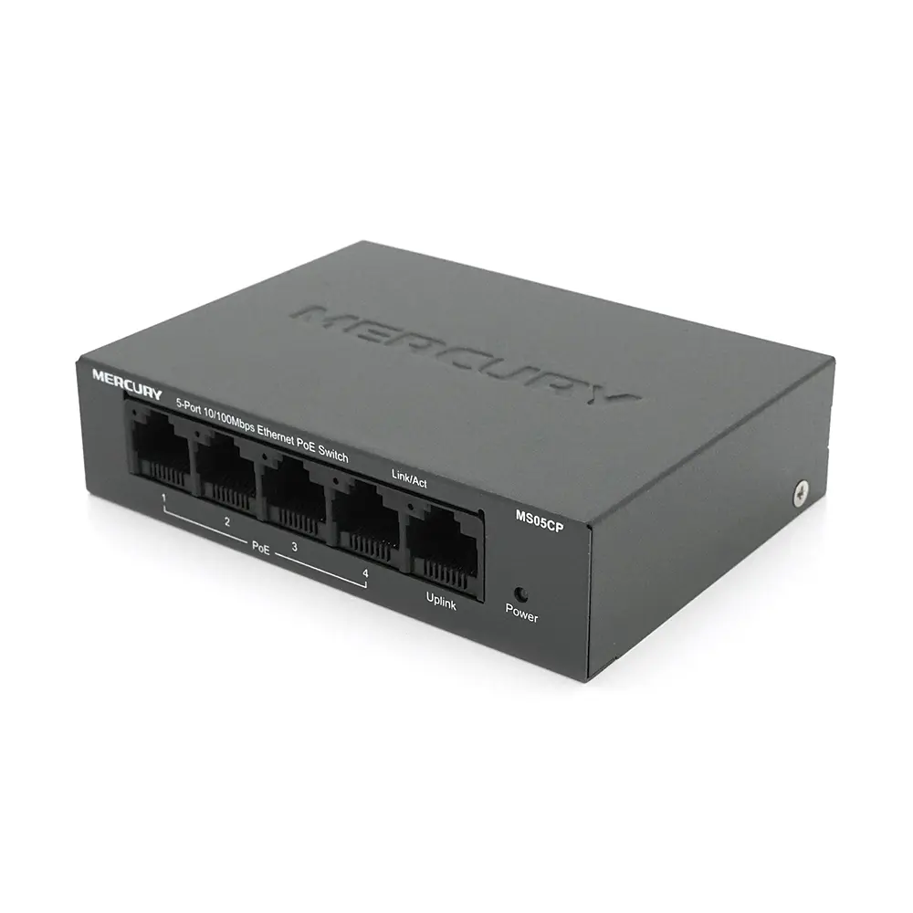Комутатор POE 48V Mercury MS05CP 4 порти POE+1 порт Ethernet (Uplink ) 10/100 Мбіт/сек, БП в комплекті + перехідник - фото 3