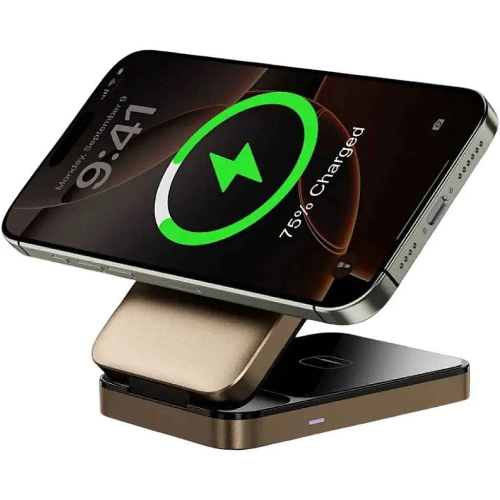 Бездротовий зарядний пристрій WiWU Wi-W038 Triple 3in1 Wireless Charger Gold [154859] - фото 2