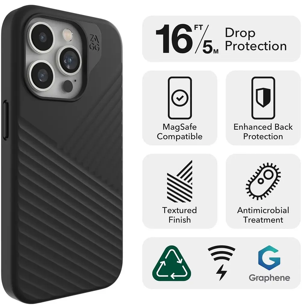 Оригінальний протиударний чохол із підставкою для iPhone 15 Pro Max ZAGG Gear4 Denali MagSafe Black 702312719 - фото 5