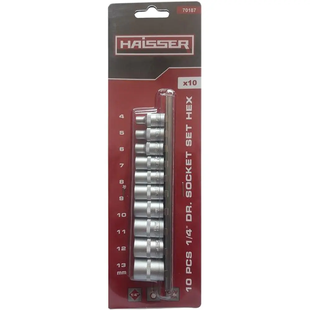 Набір торцевих головок Haisser HEX 1/4" Cr-V 4-13 мм 10 шт. (117786) - фото 2