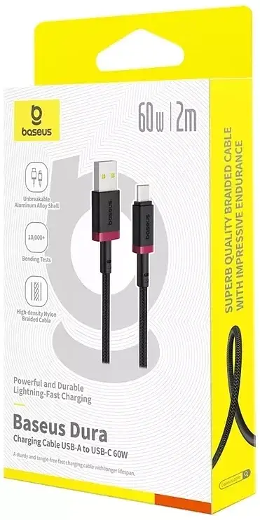 Кабель Baseus Dura Series Cable USB to Type-C 60W 2m P10377802U01-03 Black-Red - фото 2