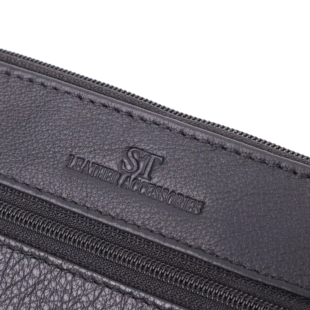 Містка шкіряна ключниця на блискавці ST Leather 22556 чорна - фото 7