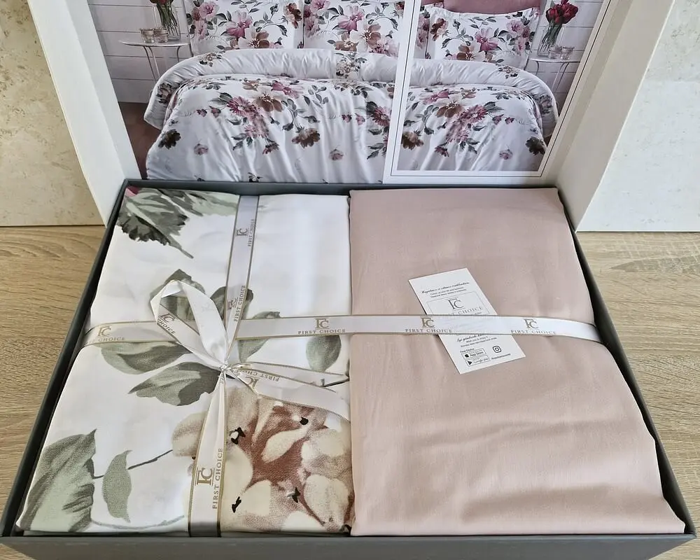 Турецька постільна білизна First Choice Cotton Satin Serra powder євро - фото 3