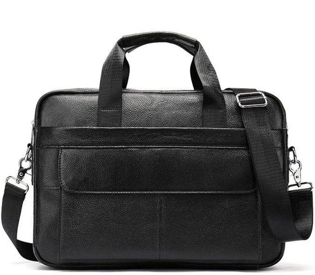 Шкіряна чоловіча сумка для ноутбука і документів чорна Tiding Bag 143412 - фото 11