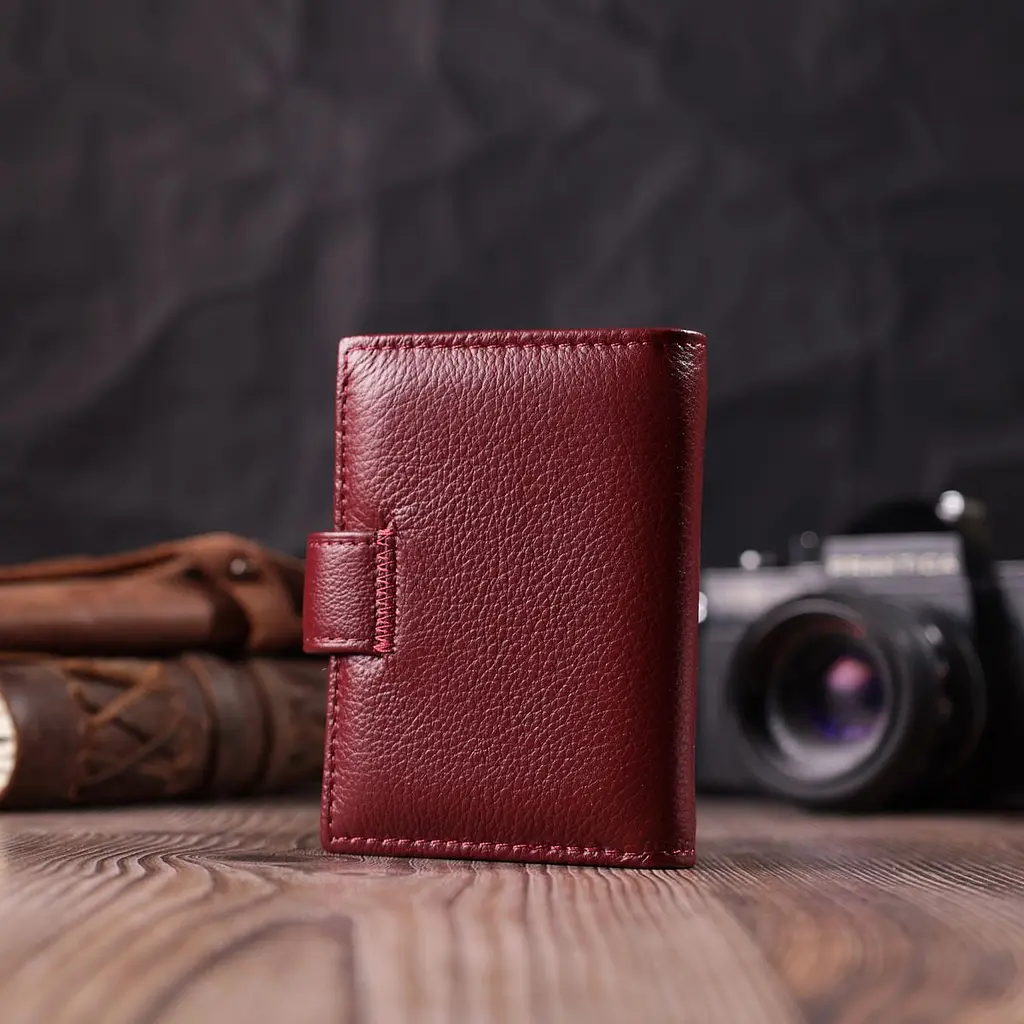 Практична візитниця з натуральної шкіри ST Leather 22468 бордова - фото 10