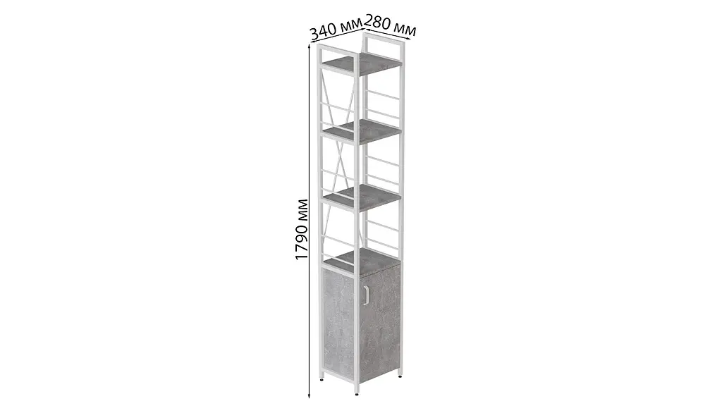 Етажерка 4/34 Ferrum-decor Серії Коннект з тумбою 179x34x28 Білий ДСП Бетон (FRD-104476) - фото 3
