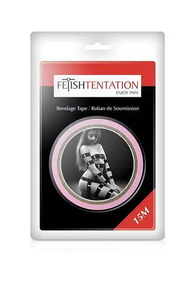 Скотч для бондажа Fetish Tentation Rose (15 м), не липне до шкіри і волосків, тільки сам до себе - фото 3