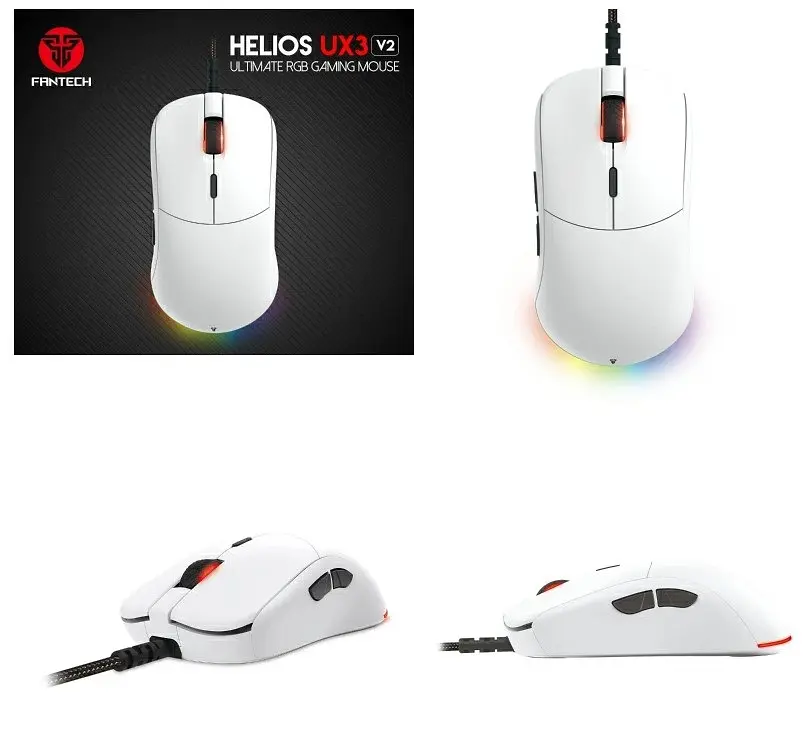 Игровая мышь Fantech UX-3 V2 HELIOS PixArt 3389, 400IPS, 50G, 1600DPI White - фото 3