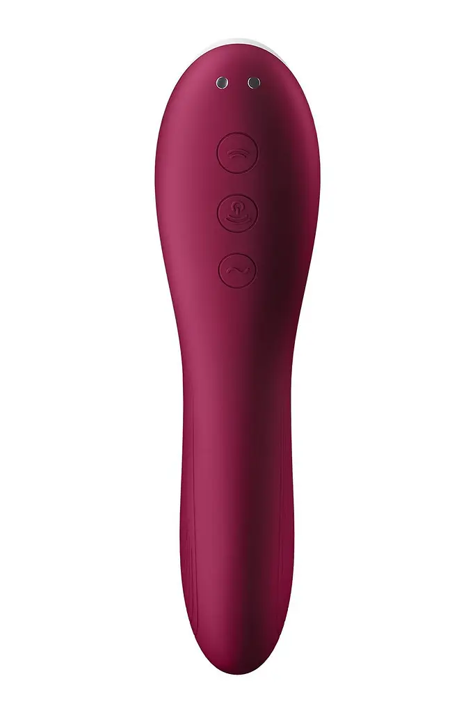 Стимулятор Satisfyer Dual Crush Вакуумний кліторальний двосторонній, 17.5х3.8 см бордовий - фото 4