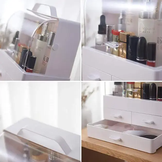 Органайзер для косметики та прикрас із висувними ящиками Cosmetic Box Білий GW-880 - фото 2