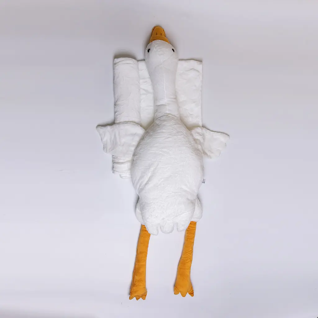 Мягкая игрушка-подушка с плюшевым пледом внутри Гусь-обнимусь 135 (см) 3 в 1 Белый Colorful Home 520-6W - фото 7