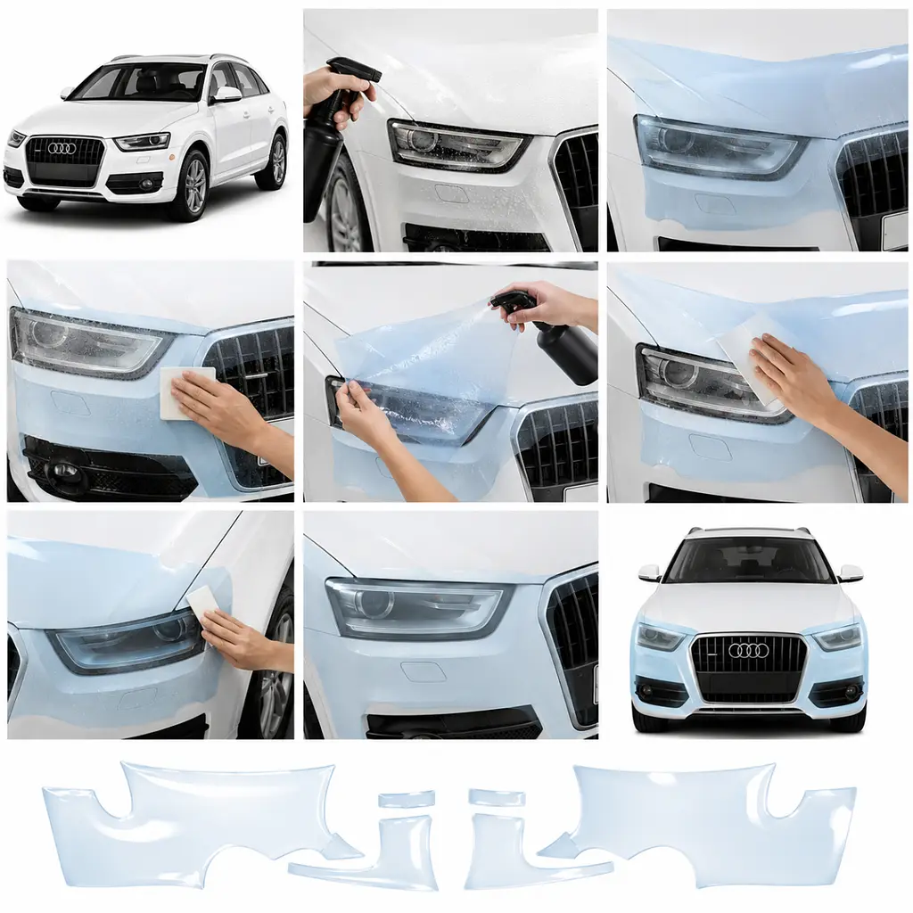 Антигравійна захисна бронеплівка за лекалами для Audi Q3 8U 2011-2018 - передня частина авто (капот бампер крила)) - фото 2