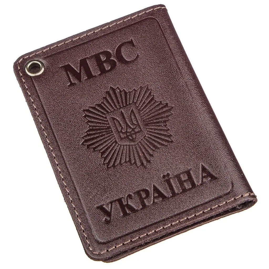 Компактна обкладинка на документи МВС України SHVIGEL 13979 коричневий