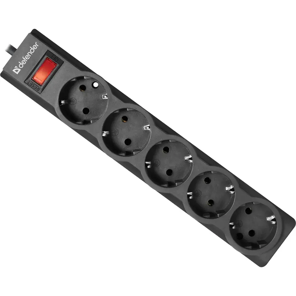 Мережевий фільтр живлення Defender ES largo 3m 5 роз. black (99498) - фото 2