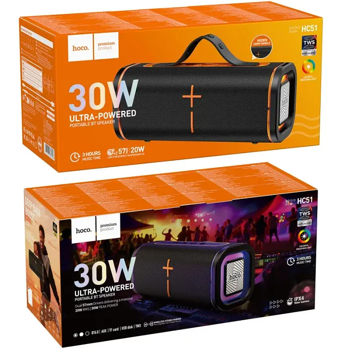 Портативна колонка HOCO HC51 Soul sports BT speaker, 10W*2, IPX4, Black - фото 6